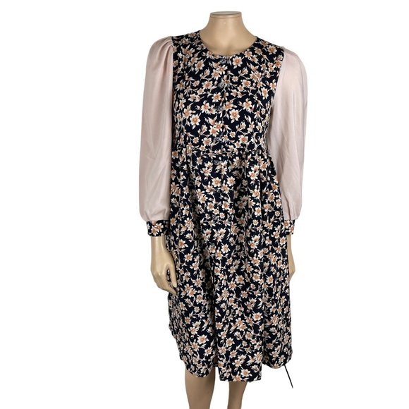 Handmade Cottagecore Long Sleeve Button Down Floral Dress Small - Picture 1 of 6
